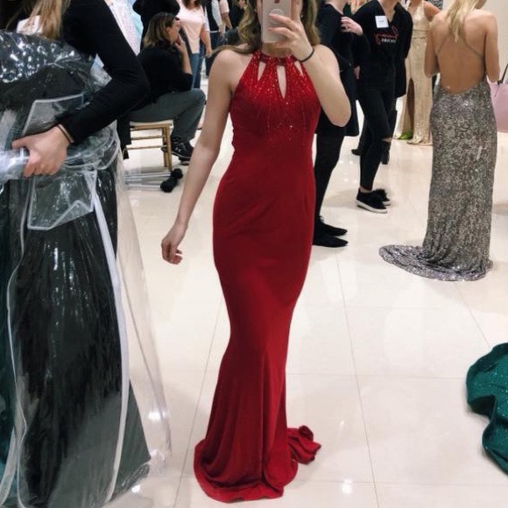 Red long prom dress